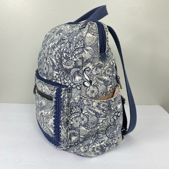 Sakroots Full Size Backpack Purse Bag Blue Cottagecore Travel Boho - Picture 3 of 13